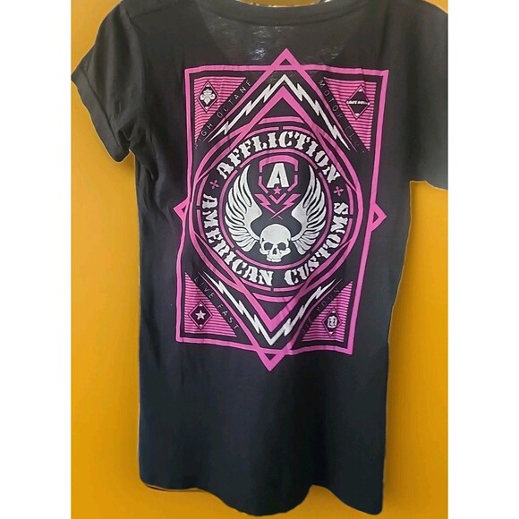 Y2K Affliction Black Lost Souls T-shirt Wings Live Fast Small NWT B7 New - Picture 4 of 4